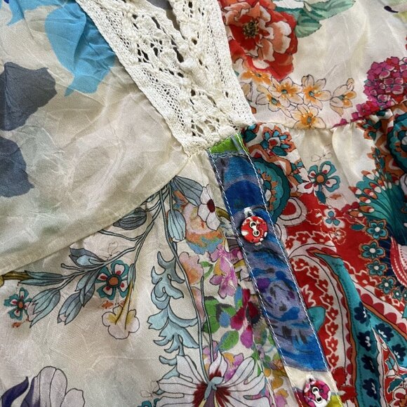 $445 NWOT Johnny Was MILANA Lace Trim FLORAL Maxi Dress Women Size S Long Sleeve - Picture 11 of 16